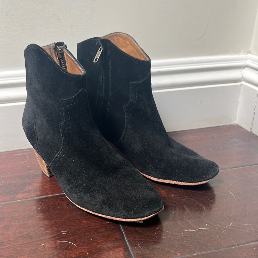 Isabel Marant Dicker Black Suede Ankle Boots - EU 39